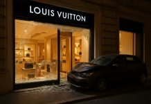 Jaf spectaculos la Louis Vuitton Roma: trei indivizi mascați au intrat cu autoturismul în magazin