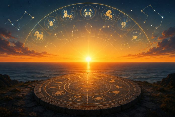 Peisaj astrologic la apus de soare