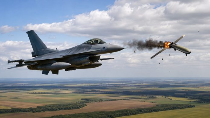 Incident major - dronă care a intrat în spațiul aerian al României doborâtă de un pilot român de F-16